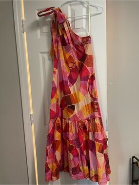 FARM Rio Pink & Orange Multi-Print Halter Midi Dress